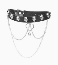 Load image into Gallery viewer, Tourtiwi Gothic Skulls Chain Leather Choker