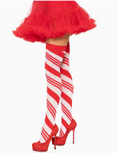 Load image into Gallery viewer, Leg Ave Peppermint Striped Thigh Highs