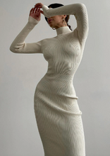 Load image into Gallery viewer, Sweetkama Ladies High Neck Bodycon Mini/Midi Sweater Dress