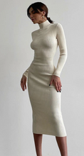 Load image into Gallery viewer, Sweetkama Ladies High Neck Bodycon Mini/Midi Sweater Dress