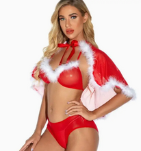 Load image into Gallery viewer, La Belle Fantastique Annabelle | Sexy Christmas Lace Nightdress with Cape | Christmas Nightgown | Christmas Lingerie |