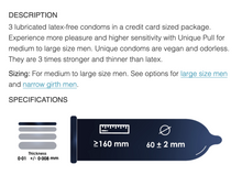 Load image into Gallery viewer, Unique Pull 3 pack condoms