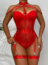Load image into Gallery viewer, Tourtiwi Sexy Mesh Halter Lingerie Bodysuit