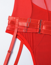 Load image into Gallery viewer, Tourtiwi Sexy Mesh Halter Lingerie Bodysuit