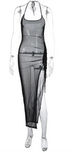 Load image into Gallery viewer, FASHION TIY Sexy Mesh See-Through Split Drawstring Maxi Dress