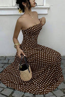 ECHO Strapless Polka Dot Casual Maxi Dress