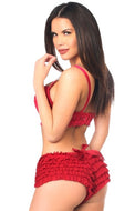 Deep Red Ruffle Panty w Bow