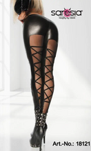 Load image into Gallery viewer, Saresia Wetlook Leggings - with Transparent Tulle Inserts
