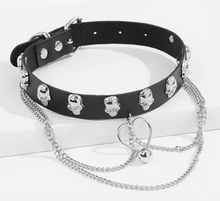 Load image into Gallery viewer, Tourtiwi Gothic Skulls Chain Leather Choker
