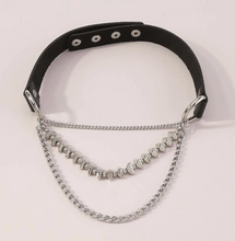Load image into Gallery viewer, Tourtiwi Punk Rock Chains Leather Choker
