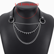 Load image into Gallery viewer, Tourtiwi Punk Rock Chains Leather Choker
