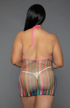 Load image into Gallery viewer, BeWicked Rainbow Halter Minidress
