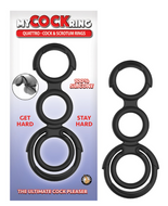 My Cockring Quattro Cock & Scrotum Rings - Black