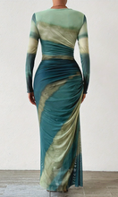 Load image into Gallery viewer, Lily Tie-Dye Pleated Round Neck Long-Sleeved Dress
