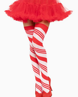 Leg Ave Peppermint Striped Thigh Highs