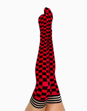 Load image into Gallery viewer, Kixies Red &amp; Black Game Day Socks

