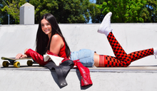 Load image into Gallery viewer, Kixies Red &amp; Black Game Day Socks
