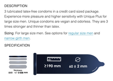 Load image into Gallery viewer, Unique Plus 3 pack condoms
