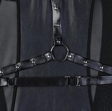 Load image into Gallery viewer, Tourtiwi Sexy Mesh Soft Leather Stitching Metallic Skirt Suit
