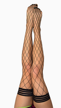 Load image into Gallery viewer, Kixies Michelle Black Large Fishnets Thigh-Highs Stockings
