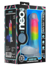Load image into Gallery viewer, Holiday Neo Elite Glow in the Dark Rainbow Rave Dual Density Dildo 6.5"
