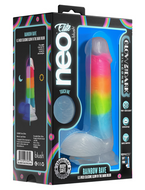 Holiday Neo Elite Glow in the Dark Rainbow Rave Dual Density Dildo 6.5
