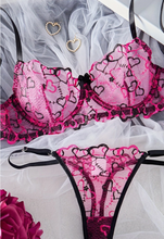 Load image into Gallery viewer, Soli Echo Heart Lace Lingerie Set
