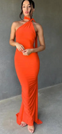 FASHION TIY Solid Color Sleeveless Backless Bodycon Maxi Dress
