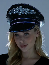 Load image into Gallery viewer, Black Gems Light-Up Captain Hat (kbw)
