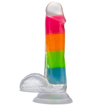 Load image into Gallery viewer, Holiday Neo Elite Glow in the Dark Rainbow Rave Dual Density Dildo 6.5"
